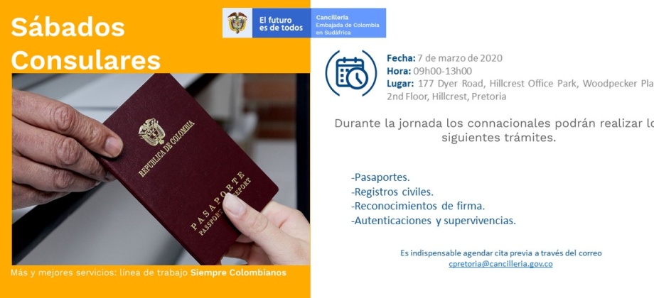 Jornada de Sábado Consular este 7 de marzo organizada por Consulado de Colombia 